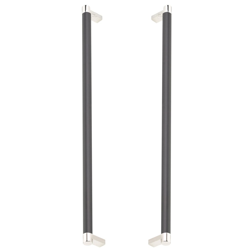 18" Centers Back To Back Pull Rectangular Stem in Polished Nickel And Smooth Bar in Flat Black
