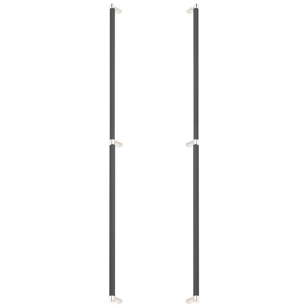 36" Centers Back To Back Pull Rectangular Stem in Polished Nickel And Knurled Bar in Flat Black