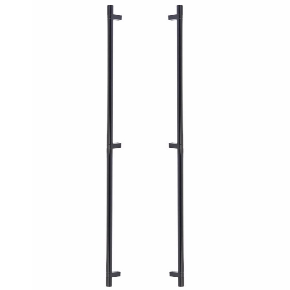36" Centers Back To Back Pull With Rectangular Bar Stem In Oil Rubbed Bronze And Smooth Bar In Oil Rubbed Bronze
