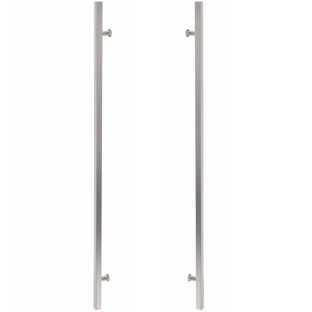 36" Centers Back To Back Square Door Pull in Brushed Stainless Steel