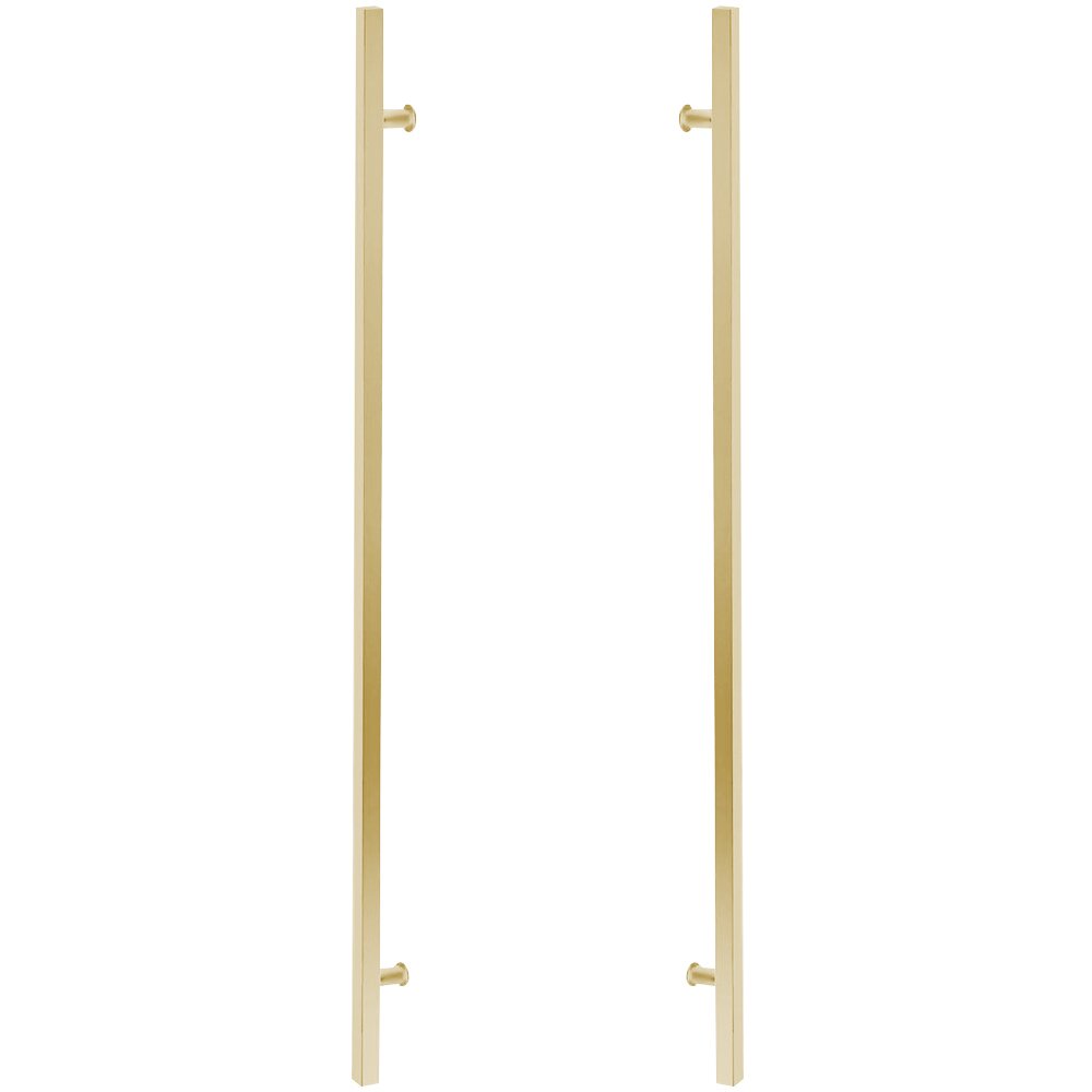 36" Centers Back To Back Square Door Pull in Satin Brass Stainless Steel PVD