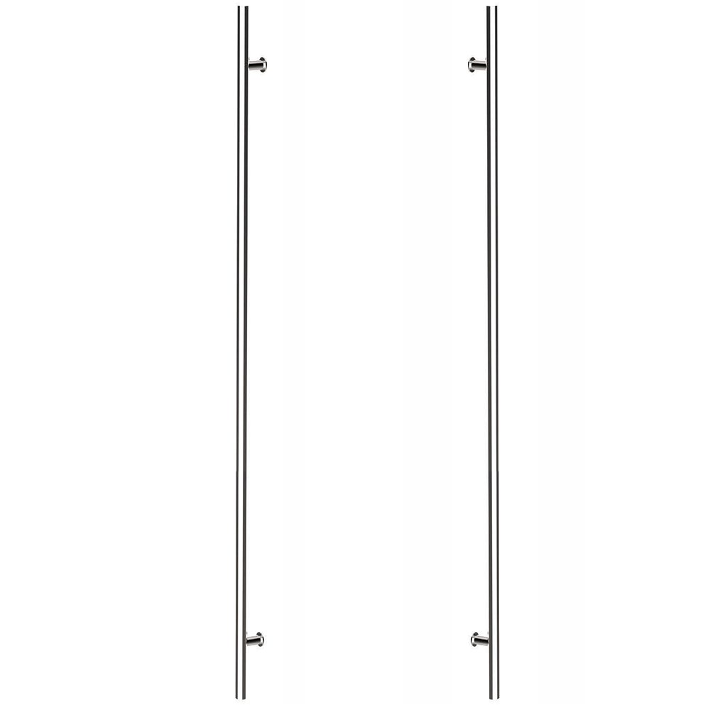 60" Centers Back To Back Round Door Pull in Polished Stainless Steel