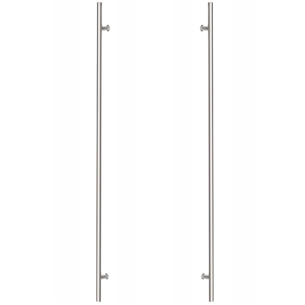 60" Centers Back To Back Round Door Pull in Brushed Stainless Steel