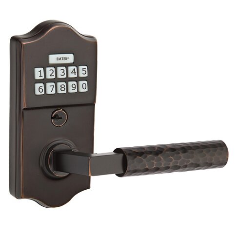 Classic - L-Square Hammered Lever Electronic Touchscreen Lock in Oil Rubbed Bronze