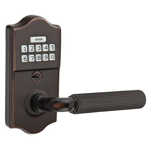 Classic - R-Bar Straight Knurled Lever Electronic Touchscreen Lock in Oil Rubbed Bronze