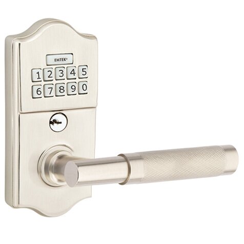 Classic - T-Bar Knurled Lever Electronic Touchscreen Lock in Satin Nickel