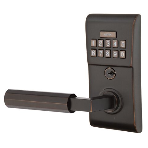 Modern - L-Square Faceted Lever Electronic Touchscreen Lock in Oil Rubbed Bronze