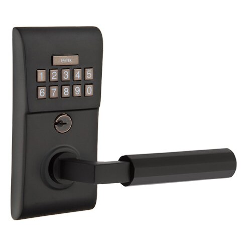 Modern - L-Square Faceted Lever Electronic Touchscreen Lock in Flat Black
