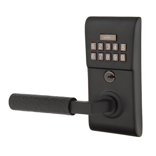 Modern - L-Square Hammered Lever Electronic Touchscreen Lock in Flat Black