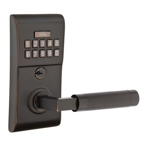 Modern - L-Square Knurled Lever Electronic Touchscreen Lock in Oil Rubbed Bronze