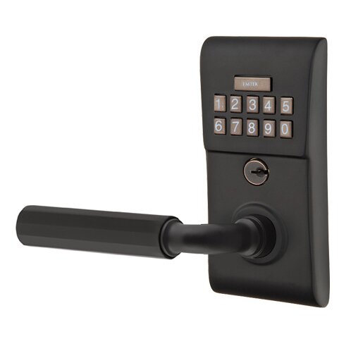 Modern - R-Bar Faceted Lever Electronic Touchscreen Lock in Flat Black
