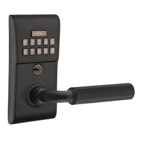 Modern - R-Bar Faceted Lever Electronic Touchscreen Lock in Flat Black