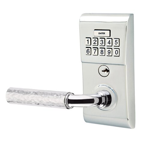 Modern - R-Bar Hammered Lever Electronic Touchscreen Lock in Polished Chrome
