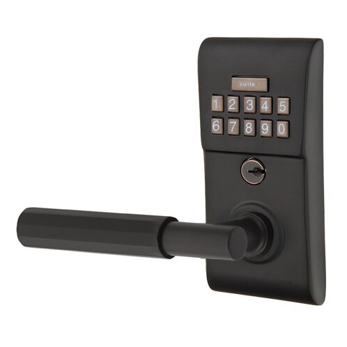 Modern - T-Bar Faceted Lever Electronic Touchscreen Lock in Flat Black