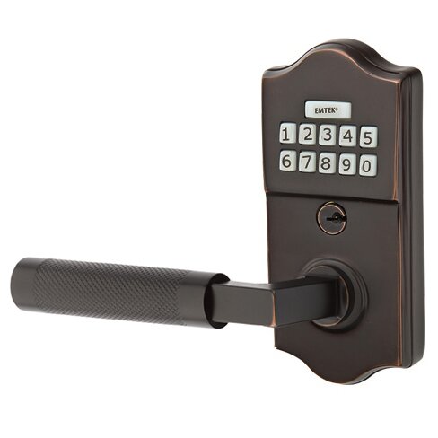 Classic - L-Square Knurled Lever Electronic Touchscreen Storeroom Lock in Oil Rubbed Bronze