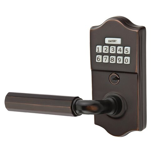 Classic - R-Bar Faceted Lever Electronic Touchscreen Storeroom Lock in Oil Rubbed Bronze