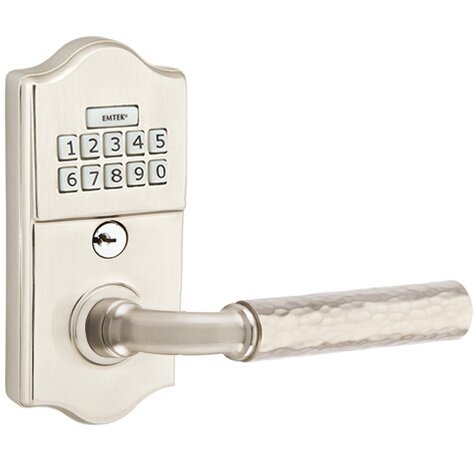 Classic - R-Bar Hammered Lever Electronic Touchscreen Storeroom Lock in Satin Nickel