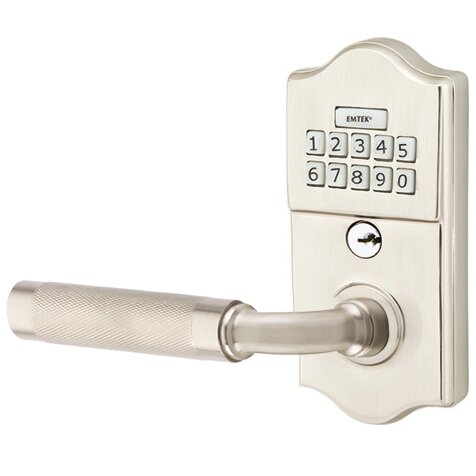 Classic - R-Bar Knurled Lever Electronic Touchscreen Storeroom Lock in Satin Nickel