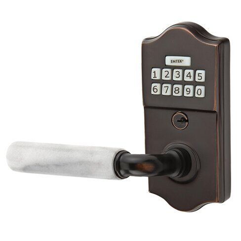 Classic - R-Bar White Marble Lever Electronic Touchscreen Storeroom Lock in Oil Rubbed Bronze