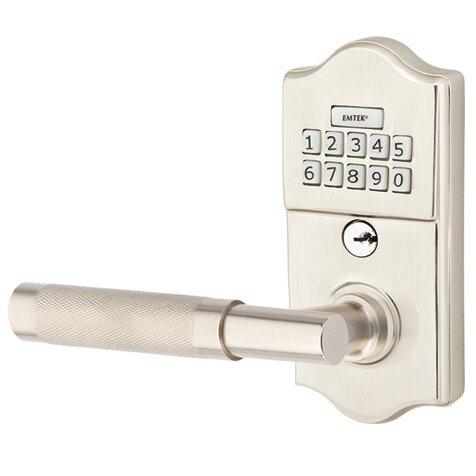 Classic - T-Bar Knurled Lever Electronic Touchscreen Storeroom Lock in Satin Nickel