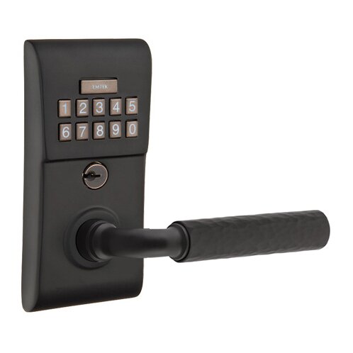 Modern - R-Bar Hammered Lever Electronic Touchscreen Storeroom Lock in Flat Black
