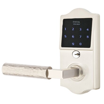 Emtouch Classic - L-Square Hammered Lever Electronic Touchscreen Lock in Satin Nickel