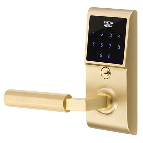 Emtouch - L-Square Faceted Lever Electronic Touchscreen Lock in Satin Brass