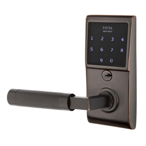 Emtouch - L-Square Knurled Lever Electronic Touchscreen Lock in Oil Rubbed Bronze