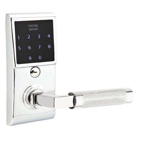 Emtouch - L-Square Knurled Lever Electronic Touchscreen Lock in Polished Chrome