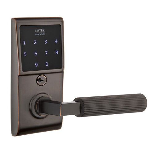 Emtouch - L-Square Straight Knurled Lever Electronic Touchscreen Lock in Oil Rubbed Bronze