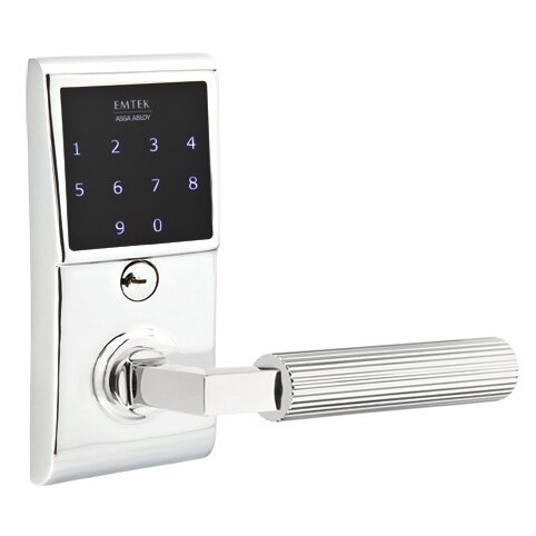 Emtouch - L-Square Straight Knurled Lever Electronic Touchscreen Lock in Polished Chrome