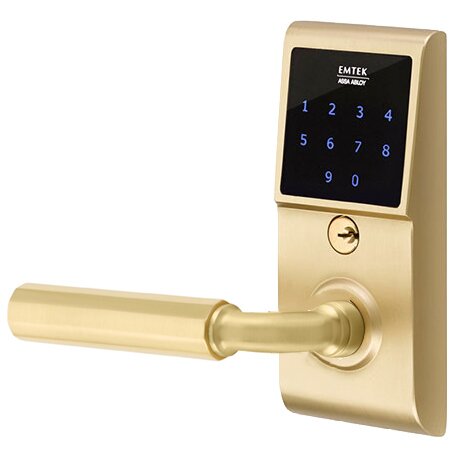 Emtouch - R-Bar Faceted Lever Electronic Touchscreen Lock in Satin Brass