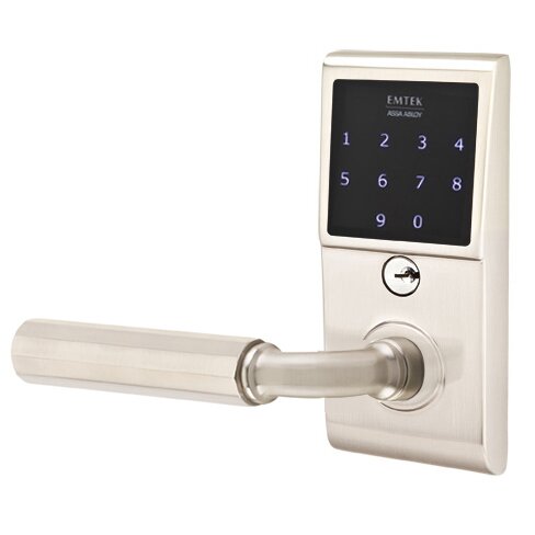 Emtouch - R-Bar Faceted Lever Electronic Touchscreen Lock in Satin Nickel