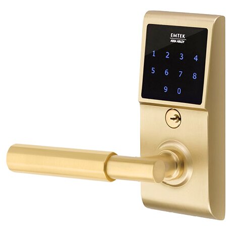 Emtouch - T-Bar Faceted Lever Electronic Touchscreen Lock in Satin Brass