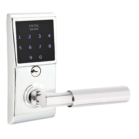 Emtouch - T-Bar Faceted Lever Electronic Touchscreen Lock in Polished Chrome