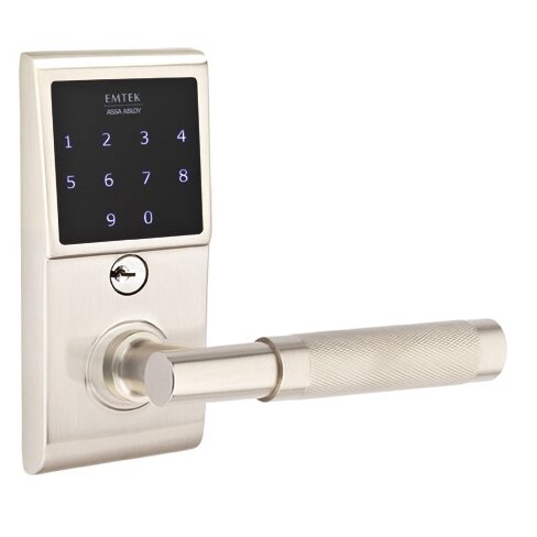 Emtouch - T-Bar Knurled Lever Electronic Touchscreen Lock in Satin Nickel