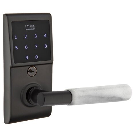 Emtouch - T-Bar White Marble Lever Electronic Touchscreen Lock in Flat Black