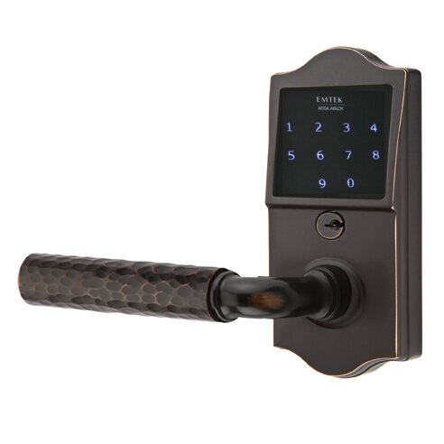 Emtouch Classic - R-Bar Hammered Lever Electronic Touchscreen Storeroom Lock in Oil Rubbed Bronze