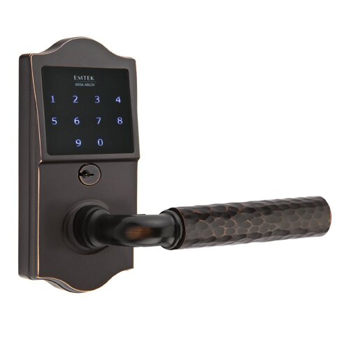 Emtouch Classic - R-Bar Hammered Lever Electronic Touchscreen Storeroom Lock in Oil Rubbed Bronze