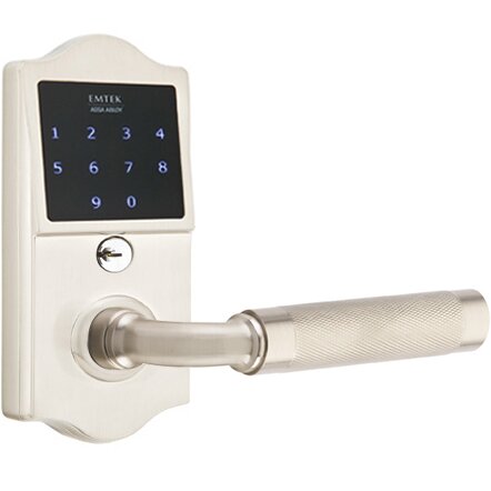 Emtouch Classic - R-Bar Knurled Lever Electronic Touchscreen Storeroom Lock in Satin Nickel