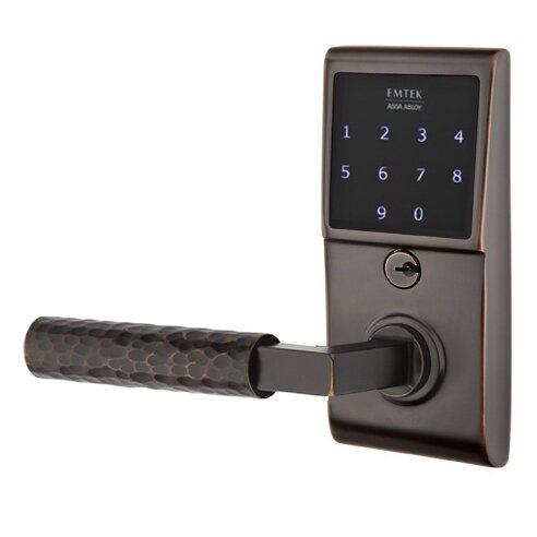 Emtouch - L-Square Hammered Lever Electronic Touchscreen Storeroom Lock in Oil Rubbed Bronze
