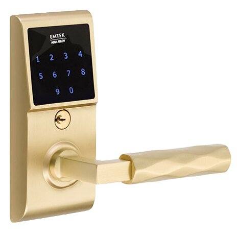 Emtouch - L-Square Tribeca Lever Electronic Touchscreen Storeroom Lock in Satin Brass