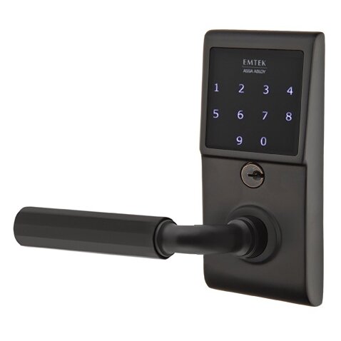 Emtouch - R-Bar Faceted Lever Electronic Touchscreen Storeroom Lock in Flat Black