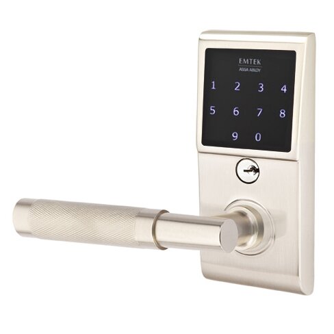 Emtouch - T-Bar Knurled Lever Electronic Touchscreen Storeroom Lock in Satin Nickel