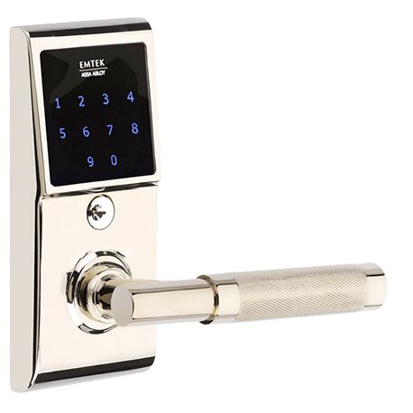 Emtouch - T-Bar Knurled Lever Electronic Touchscreen Storeroom Lock in Polished Nickel
