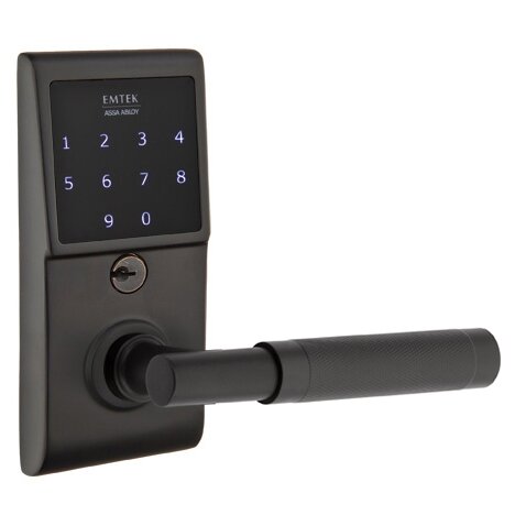 Emtouch - T-Bar Knurled Lever Electronic Touchscreen Storeroom Lock in Flat Black