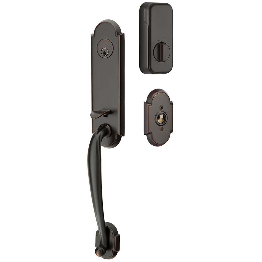 Richmond Handleset with Empowered Smart Lock Upgrade and Luzern Left Handed Lever in Oil Rubbed Bronze
