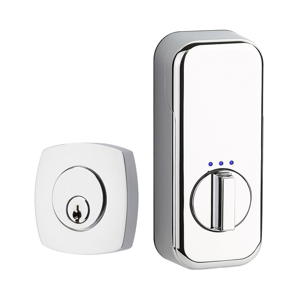 Empowered Single Cylinder Urban Modern Deadbolt Connected by August in Polished Chrome