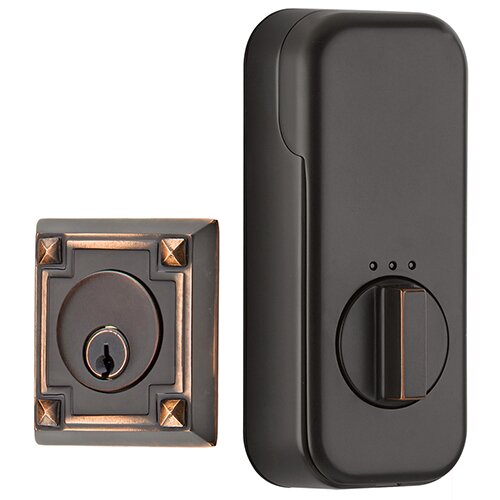 Empowered Arts and Crafts Single Cylinder Deadbolt Connected by August in Oil Rubbed Bronze