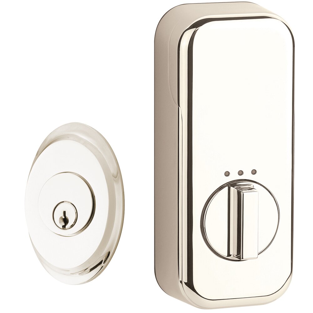 Empowered Saratoga Single Cylinder Deadbolt Connected by August in Polished Nickel